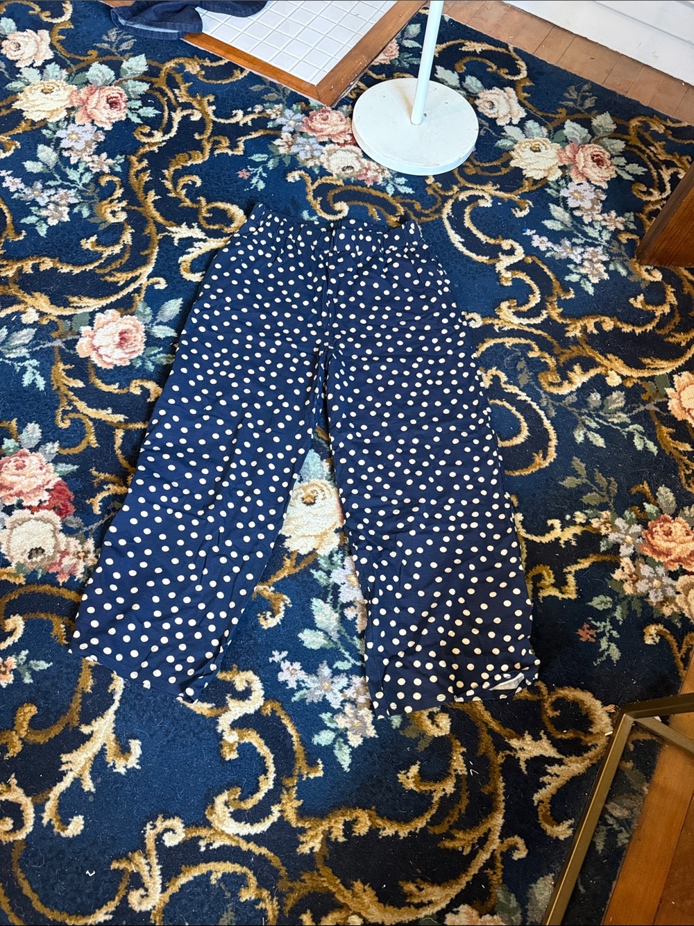 Three Dots Navy and White Polka Dot Wide Leg Pants- crop-‎ worn a few times